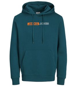 JACK & JONES Corp Logo Herren Hoodie Kapuzen-Pullover Baumwoll-Sweater 12233599 Petrol