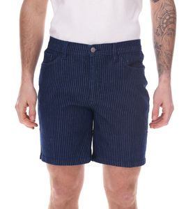 Bermudas de hombre, denim elástico, corte regular, raya diplomática, talla grande 946959, azul oscuro Bermudas de hombre, denim elástico, corte regular, raya diplomática, talla grande 946959, azul oscuro