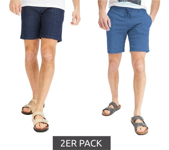 2er Pack Herren Jeans-Shorts Denim-Hosen Baumwoll-Hose kurze Hose Sommer-Hose 922711 Blau/Dunkelblau