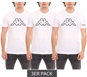 Pack de 3 camisas de algodón para hombre Kappa, camisa de cuello redondo con parche con logo grande, camisa de manga corta 11-4001 A8A blanco Pack de 3 camisas de algodón para hombre Kappa, camisa de cuello redondo con parche con logo grande, camisa de manga corta 11-4001 A8A blanco