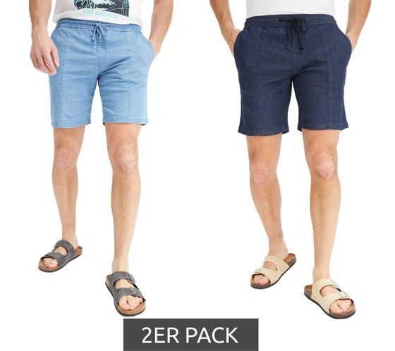 2er Pack Herren Jeans-Shorts Denim-Hosen Baumwoll-Hose kurze Hose Sommer-Hose 914694 Hellblau/Dunkelblau