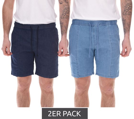 Pack of 2 men's jeans shorts, denim trousers, cotton trousers, short trousers, summer trousers 914694 light blue/dark blue