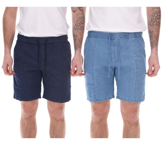 Pack of 2 men's jeans shorts, denim trousers, cotton trousers, short trousers, summer trousers 914694 light blue/dark blue