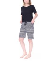 pantalones cortos de pijama de algodón CINQUE, camiseta con cuello redondo para mujer en rosa/blanco, negro/blanco o para hombre en negro/blanco Hombre Negro/Gris