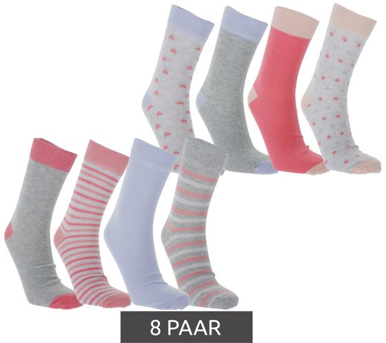 8 Paar TRUE style nachhaltige Baumwoll-Socken mit Komfortbund Oeko-Tex zertifiziert - Standard 100 Business-Socken in verschiedenen Mustern lange Strümpfe 7644979 Grau/Weiß/Rosa/Hellblau