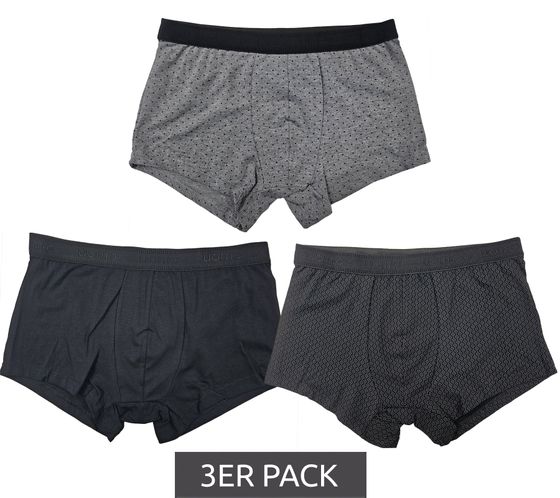 3er Pack UOMO Herren Baumwoll-Boxershorts Retro-Boxershorts Oeko-Tex zertifiziert - Standard 100 Unterwäsche 795043 Schwarz/Grau