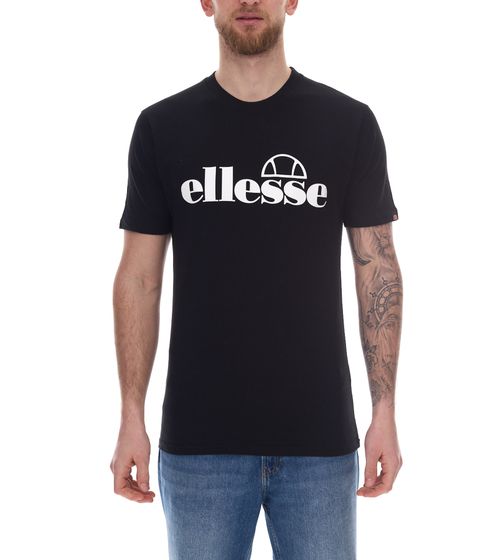 ellesse Fuenti T-Shirt Herren Baumwoll-Shirt mit Logo-Print Sport-Shirt SHP16469 Schwarz