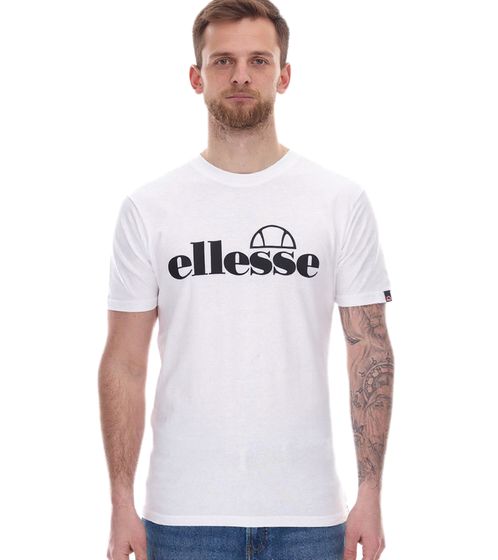 ellesse Fuenti T-Shirt Men's Cotton Shirt with Logo Print Sports Shirt SHP16469 White