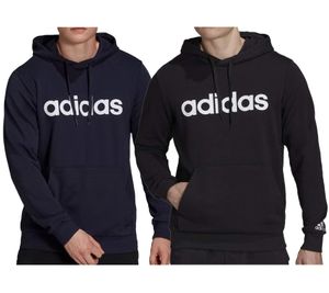 adidas Essentials French Terry Linear Logo Hoodie nachhaltiger Herren Sweater mit Kängurutasche GK9066 Blau oder Schwarz