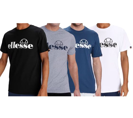 ellesse Fuenti T-Shirt Herren Baumwoll-Shirt mit Logo-Print Sport-Shirt SHP16469 in Schwarz, Weiß, Blau oder Grau