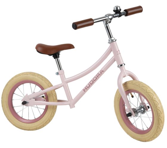 HUDORA Kinder Laufrad Retro Girl Retro-Laufrad für Mädchen ab 3 Jahre Fahrrad doppelt höhenverstellbar Vintage-Look 10428/00 Rosa/Schwarz/Silber