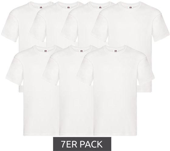 7er Pack FRUIT OF THE LOOM Herren Rundhals-Shirt Baumwoll-T-Shirt Oeko-Tex 100 zertifiziert 7851198 Weiß