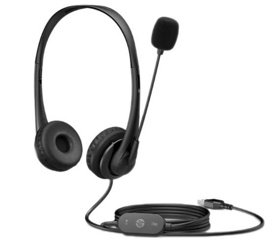 hp Stereo USB Headset G2 mit Noise-Cancelling-Mikrofon Kopfhörer Computer-Zubehör 428H5AA Schwarz