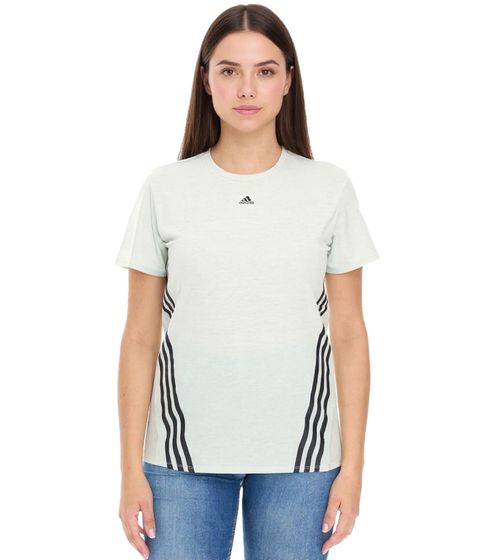 Camiseta deportiva sostenible adidas mujer, camiseta con cuello redondo, camiseta fitness, camiseta deportiva, camiseta de manga corta HK6976 verde/negro