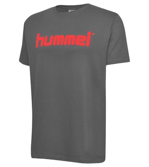 Hummel Herren T-Shirt Baumwoll-Shirt mit Logo-Print Sport-Shirt 225508 1199 Grau