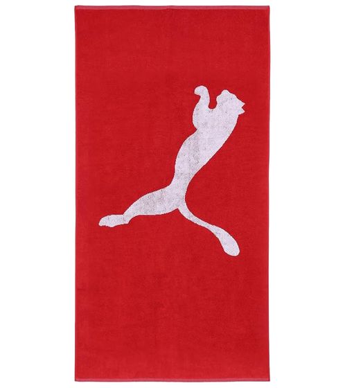 PUMA Baumwoll-Badetuch Frottee-Handtuch mit großem Marken-Logo 50cm x 100cm 054553 02 Rot