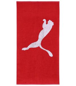 PUMA Baumwoll-Badetuch Frottee-Handtuch mit großem Marken-Logo 70cm x 140cm 054552 02 Rot