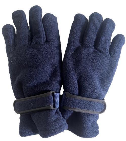 ZWILLINGSHERZ fleece gloves for men, finger gloves with Velcro fastening, winter gloves navy