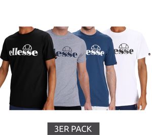 3er Pack ellesse Fuenti T-Shirt Herren Baumwoll-Shirt mit Logo-Print Sport-Shirt SHP16469 in Schwarz, Weiß, Blau oder Grau