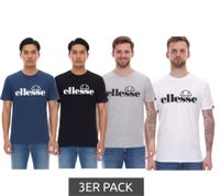 Pack of 3 ellesse Fuenti T-shirts, men's cotton shirt with logo print, sports shirt SHP16469 in black, white, blue or grey