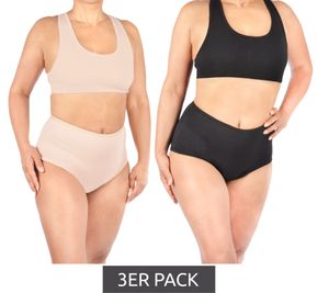 3er Pack BodySafe Damen Inkontinenz-Slip Inkontinenz Unterwäsche Taillen-Slip mit BodyVision-Technology Inkontinenz-Wäsche funktionelle Unterhose in Beige oder Schwarz