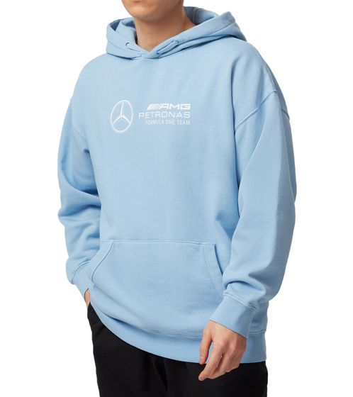 Mercedes-Benz MAPF1 AMG Petronas F1 Men's Retro Hoodie Organic Cotton Hooded Sweater 701222318 003 Blue