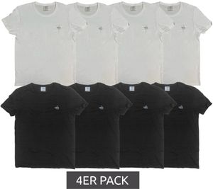 4er Pack MAUI SPORTS Herren Rundhals-Shirt aus Baumwolle mit Logo-Druck Sommer-Shirt Schwarz oder Weiß