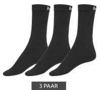 3 pares de calcetines deportivos básicos hummel, medias de algodón, calcetines de uso diario con letras de la marca 205603 o ángulo de contraste 022030 en blanco o negro
