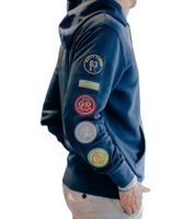 Mercedes-Benz AMG Petronas George Russell Pull à capuche en coton pour homme 701223492 001 Bleu foncé