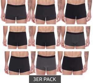 3er Pack UOMO Herren Baumwoll-Boxershorts Retro-Boxershorts Oeko-Tex 100 zertifiziert Sparpack Unterwäsche in Schwarz/Grau mit verschiedenen Mustern