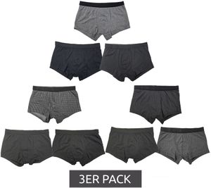 3er Pack UOMO Herren Baumwoll-Boxershorts Retro-Boxershorts Oeko-Tex 100 zertifiziert Sparpack Unterwäsche in Schwarz/Grau mit verschiedenen Mustern