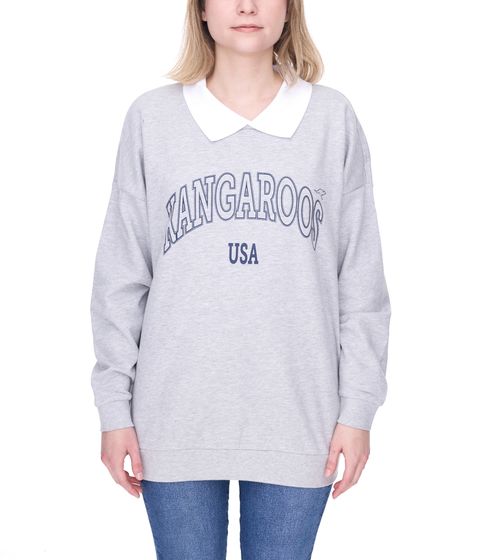 KangaROOS women's cotton sweatshirt, long-sleeved shirt, pullover 44651334 gray/white