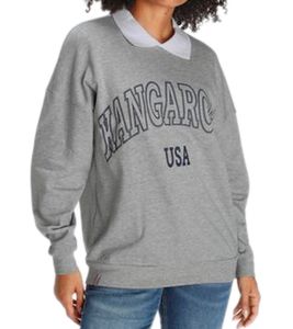 KangaROOS Damen Baumwoll-Sweatshirt Pullover Langarm Shirt Pullover 44651334 Grau/Weiß