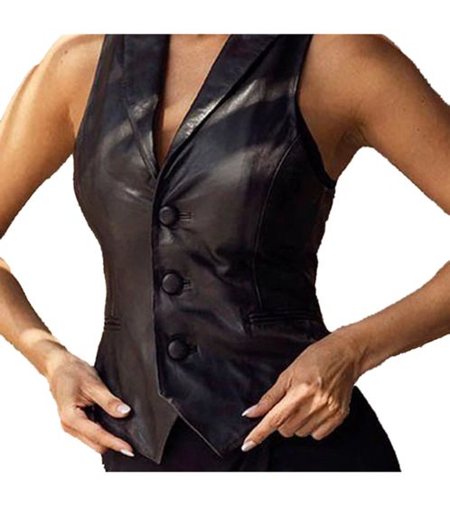 bruno banani women's leather vest fashionable transitional vest with lapel collar 95295233 black