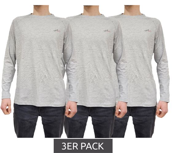 3er Pack TRUE style Herren Pyjama-Shirt Baumwoll-Pullover Schlaf-Shirt Oeko-Tex zertifiziert - Standard 100 Rundhals-Pullover 7753437 Hellgrau