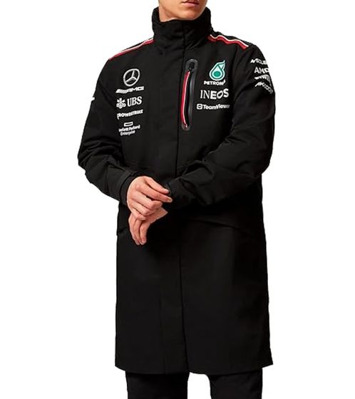 Mercedes-Benz MAPF1 Herren F1 Petronas AMG Regen-Mantel mit versteckte Kapuze im Stehragen Herbst-Jacke Übergangs-Jacke 701223427 001 Schwarz