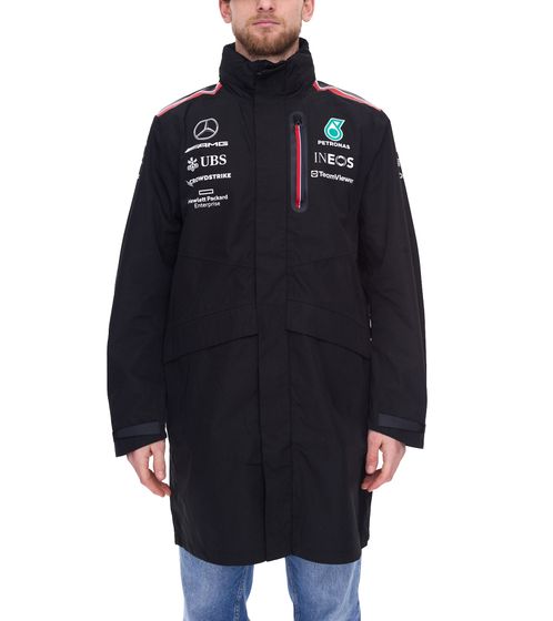 Mercedes-Benz MAPF1 Herren F1 Petronas AMG Regen-Mantel mit versteckte Kapuze im Stehragen Herbst-Jacke Übergangs-Jacke 701223427 001 Schwarz