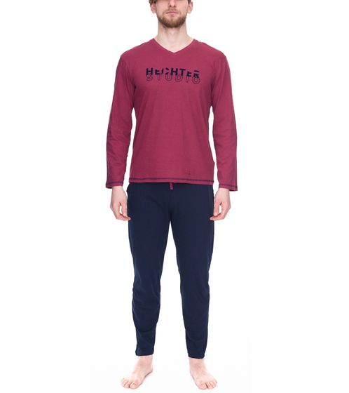 HECHTER STUDIO men's pajama set long pajamas homewear HH.STEP.PY Bordeaux red/navy