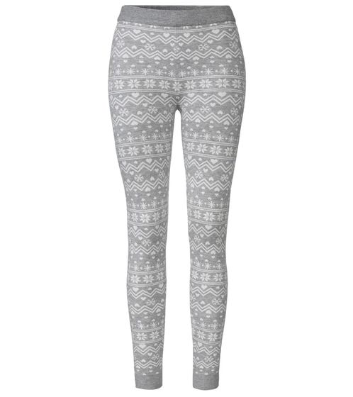 esmara Damen Leggings mit winterlichem Allover-Print Sweat-Hose Oeko-Tex 100 zertifiziert Homewear 424504_2301 Grau/Weiß