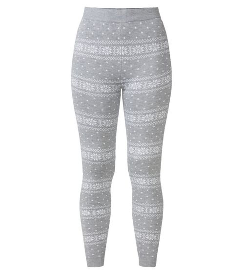 esmara Damen Leggings mit winterlichem Allover-Print Sweat-Hose Oeko-Tex 100 zertifiziert Homewear 390620_2201 Grau/Weiß