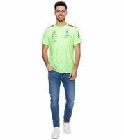 T-shirt homme Mercedes-Benz AMG Petronas F1 avec logos des sponsors chemise à manches courtes 701223440 001 vert fluo