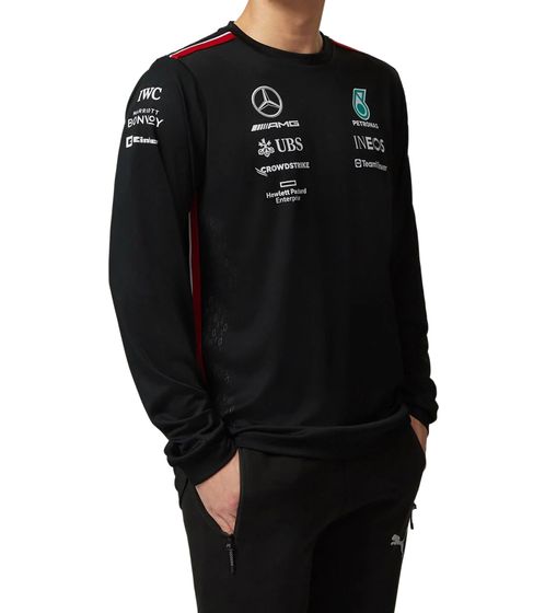 Mercedes-Benz AMG Petronas F1 MAPF1 Driver Men's Long Sleeve with Sponsor Prints Long Sleeve Pullover Motorsport Sweatshirt 701223423 001 Black