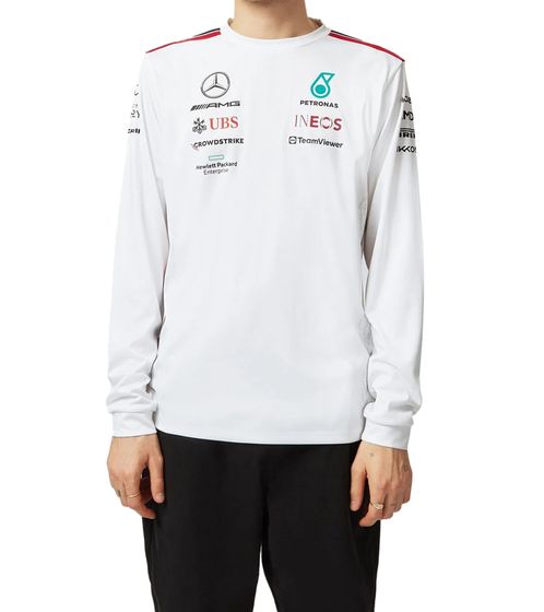 Mercedes-Benz AMG Petronas F1 MAPF1 Driver Men's Long Sleeve with Sponsor Prints Long Sleeve Pullover Motorsport Sweatshirt 701223423 002 White