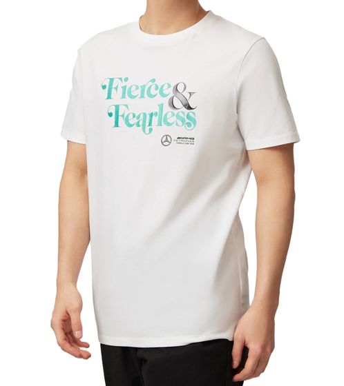 Mercedes-Benz AMG Petronas F1 Fierce and Fearless Graphic Men's T-Shirt Cotton Shirt 701222348 002 White