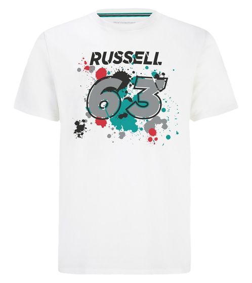 Mercedes-Benz AMG Petronas F1 MAPF1 FW George #63 Men's Cotton Shirt with George Russel Print Round Neck Shirt 701220866 001 White