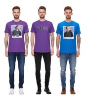 Mercedes-Benz AMG Petronas F1 MAPF1 portrait or logo men's cotton shirt with George Russel print round neck shirt 701222296-701222304 blue or purple