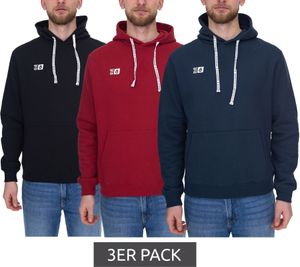 3er Pack Outfitter Ocean Fabrics Thai Herren Hoodie nachhaltiger Kapuzen-Pullover im Basic-Style OUT-M-1003-OTW Schwarz, Rot oder Dunkelblau