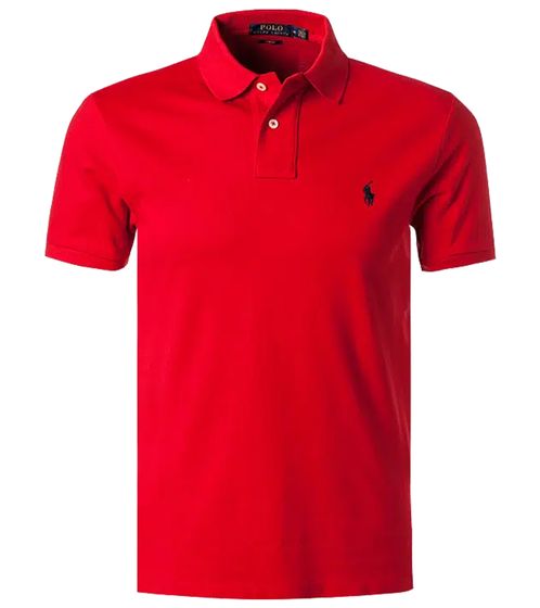 POLO RALPH LAUREN men's polo shirt custom slim fit cotton shirt short-sleeved shirt basic shirt 710675974011 red/dark blue