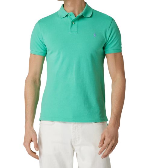 POLO RALPH LAUREN Herren Polo-Shirt Classic Fit Baumwoll-Shirt Kurzarm-Shirt Basic-Shirt 710534735369 Türkis/Blau