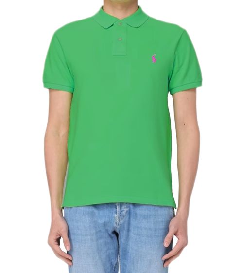 POLO RALPH LAUREN Herren Polo-Shirt Classic Fit Baumwoll-Shirt Kurzarm-Shirt Polo-Hemd 710574020157 Grün/Pink